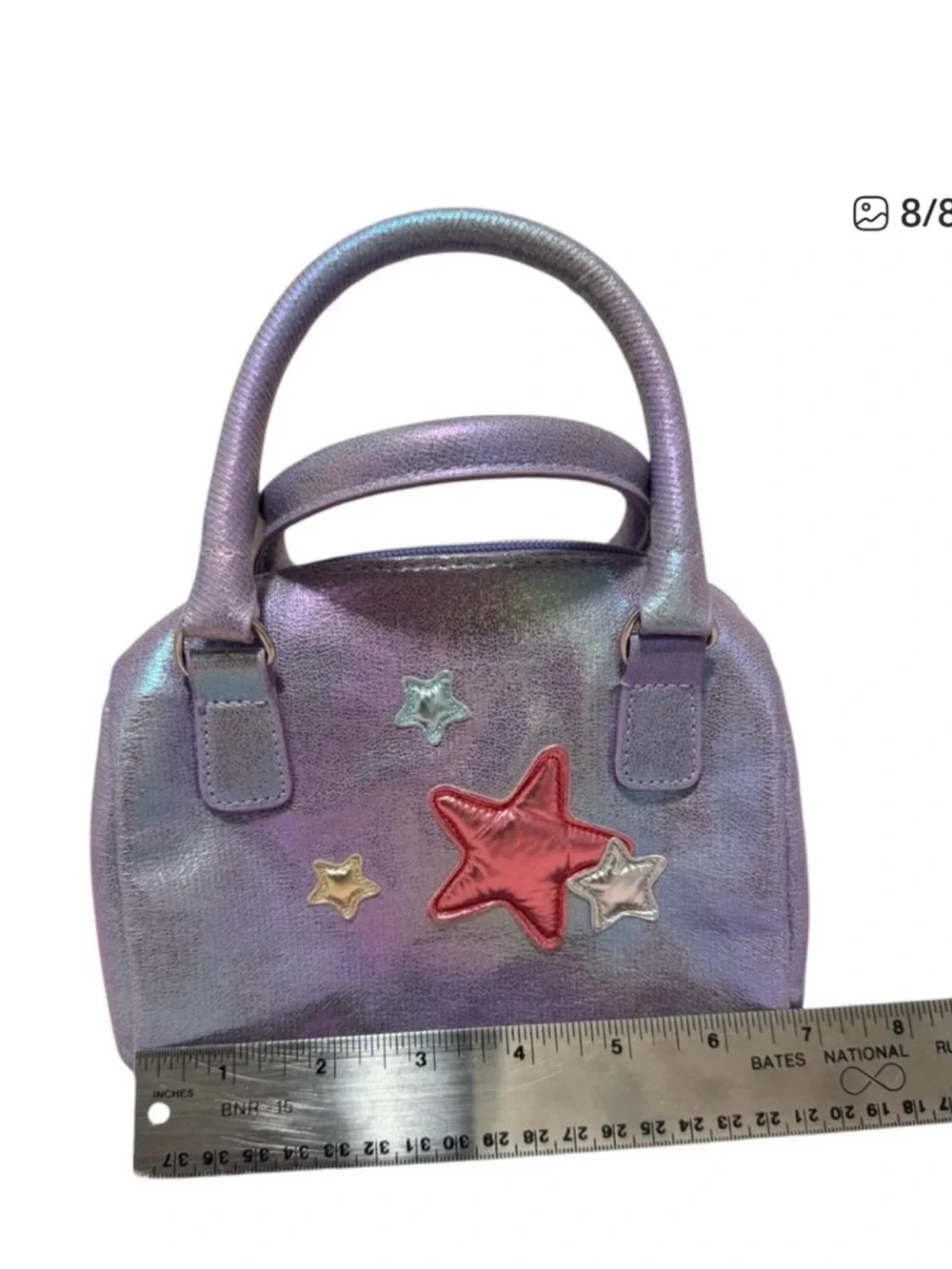 Toddler Girls Iridescent Star Mini Purse NWOT Purple Metallic Dress Up Handbag